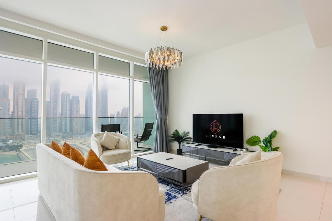 Livbnb Suites - 3 Bedroom With Private Beach Marina Skyline View Dubai Exteriör bild